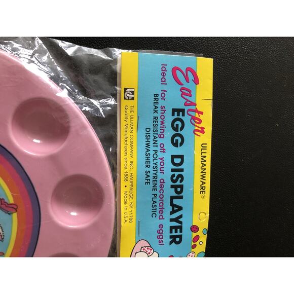 Vintage Ullmanware Easter Egg Tray Pink Plastic Bunny Tray Holds 10 Eggs Chick - Picture 2 of 6